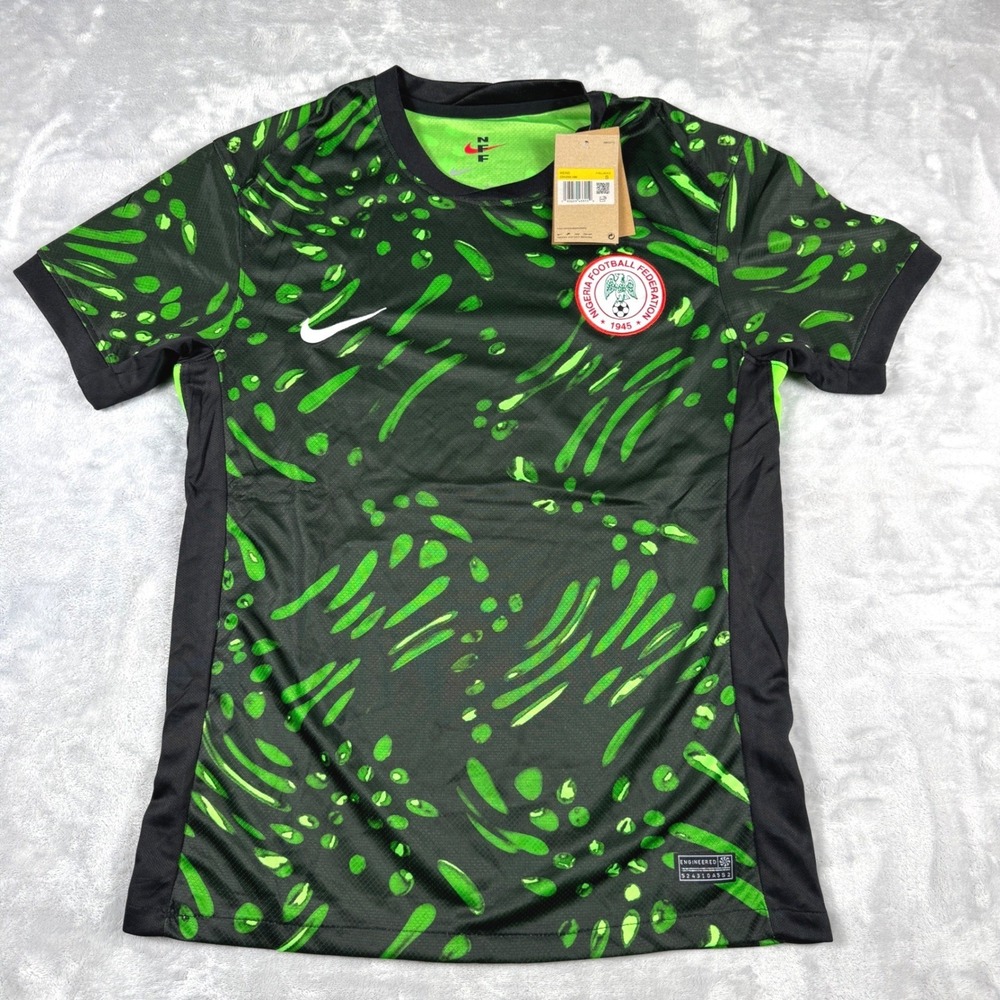 Nike Nigeria Pre Match Training Soccer Jersey Mens S Green Black Dri FIT